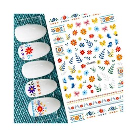 Flower Branch Leaf Nail Sticker Rabbit Bird Swallow Rose Geometric Figure Line G848Ms Nail Wraps Stickers Manicure Supplies for Women Nails Full Long Lasting Easy Apply and Remove