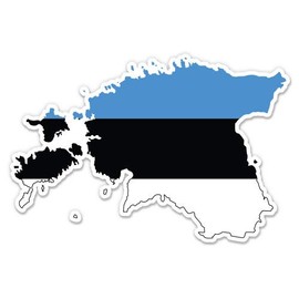 Estonia Map Flag Country Shape - 3" Vinyl Sticker - for Car Laptop I-Pad Phone Helmet Hard Hat - Waterproof Decal
