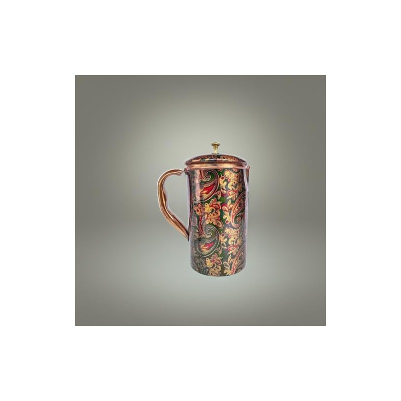 Rastogi Handicrafts Pure Copper Jug Screen Printed pitcher (1 Pitcher)