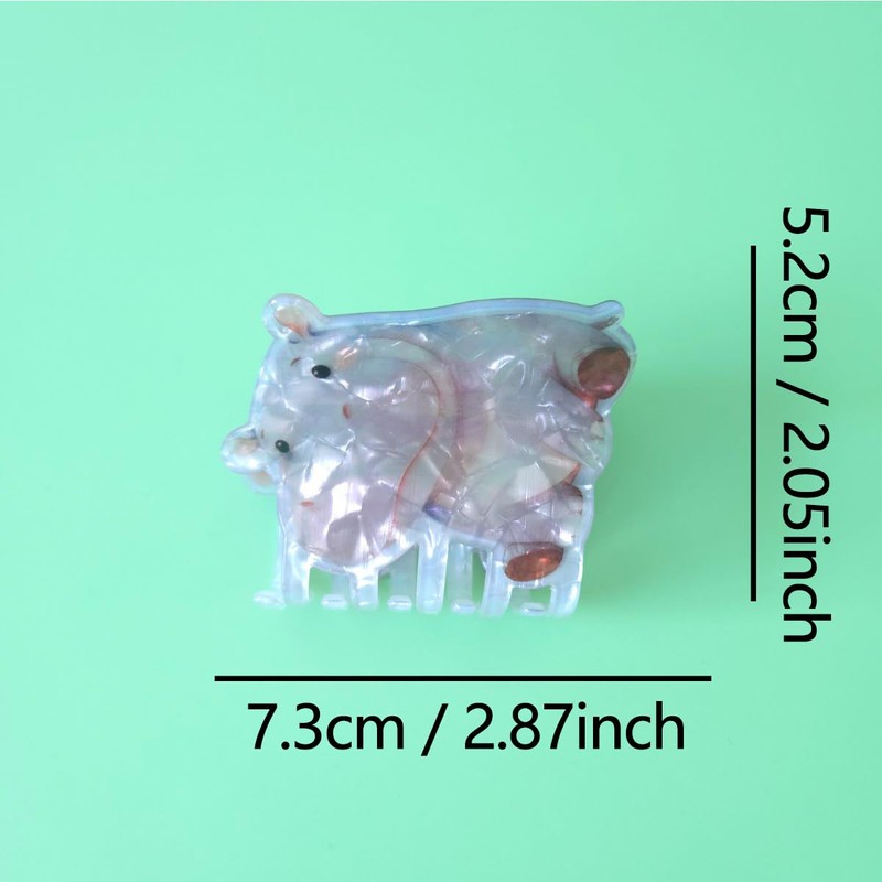 Funny Hippo Hair Clips,Cute Animal Hair Clip,Acrylic Claw Clips for