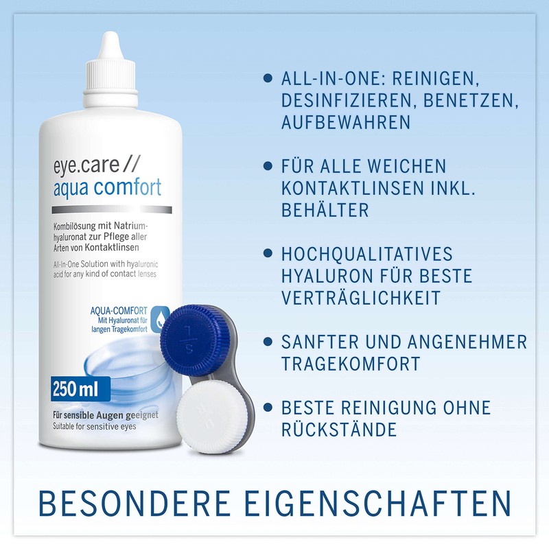 Eye.care Kontaktlinsen Flüssigkeit - mit Hyaluron - Premium 250ml Pflegemittel