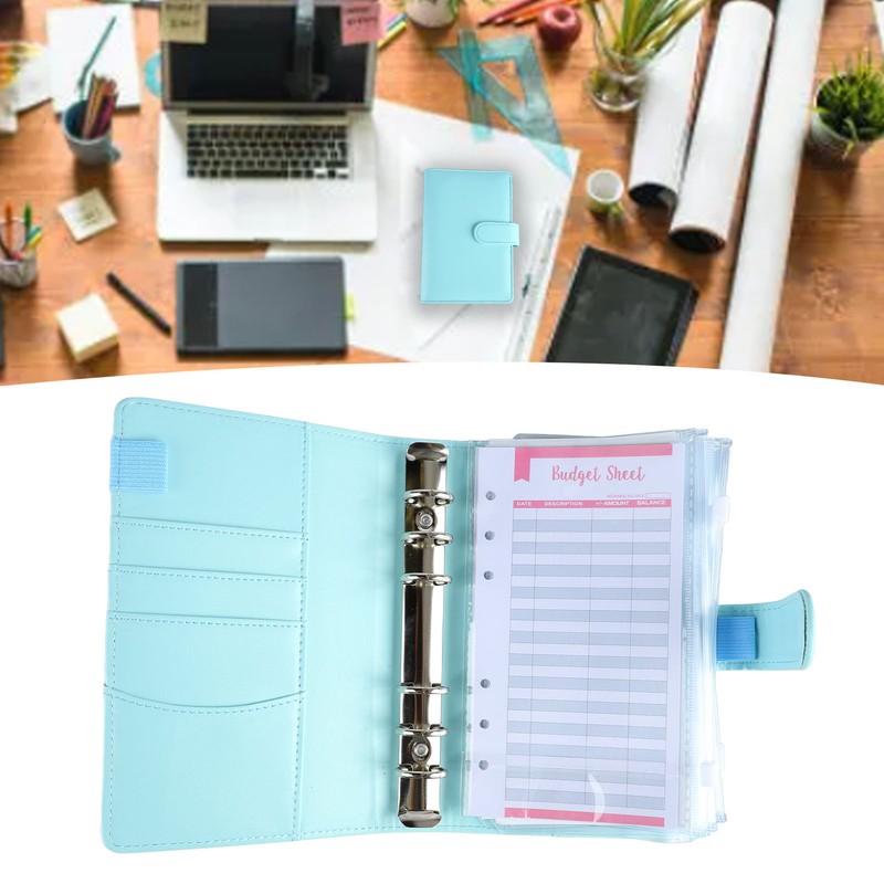 A6 PU Notebook Binder with Transparent Card Pocket Magnet Clasp