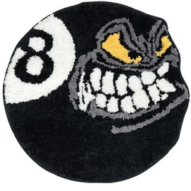PASUXI Angry 8 Ball Rug – Black & White Trendy Area Rug, Non-Slip Flocking Cool Rugs and Aesthetic Rugs for Bedroom & Living Room Decor, Soft Doormat for Stylish Home Aesthetics (31Inch/2.58FT)