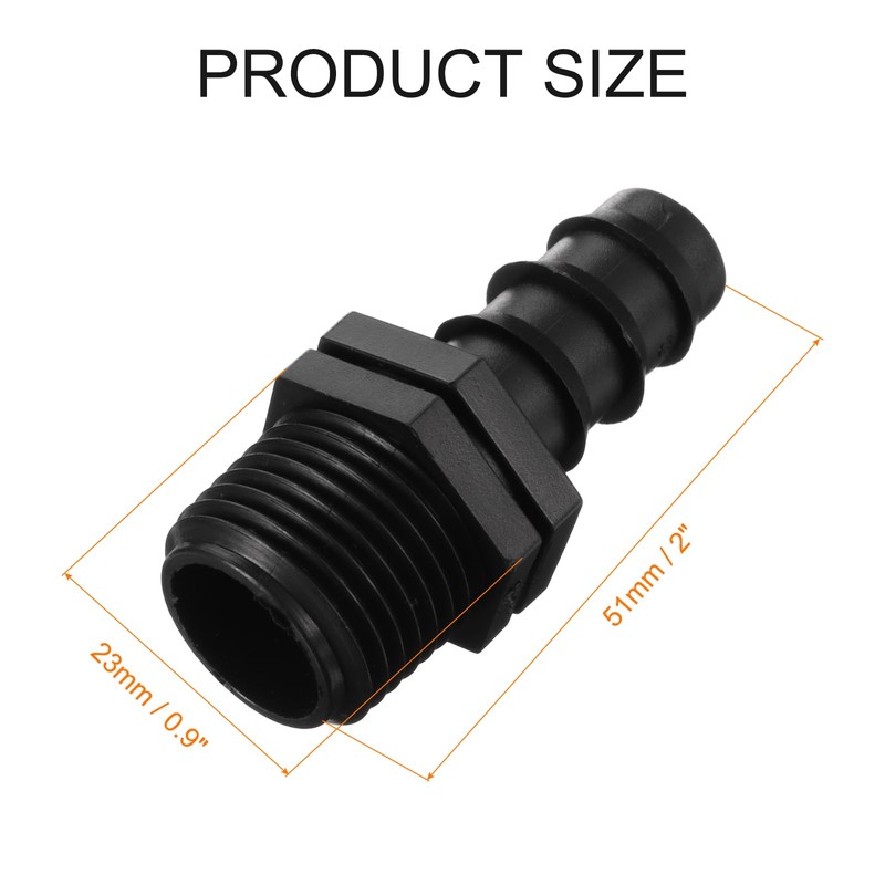 sourcing map Barb Drip Pipe Connector 1/2 BSPT Male Thread