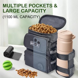 Moysoon Dog Training Treat Pouch with Waist Belt & Shoulder Strap - Adjustable 3-Way Wear Waterproof Dog Walking Bag - Multi-Pocket Fanny Pack for Treats, Poop Bags & Accessories