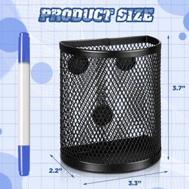 12 Pcs Black Magnetic Pen Pencil Holder with 3 Magnets Magnetic Marker Holder Storage Locker Accessories Desk Supplies for Pens, Pencils, Brushes for Home School Office, Black