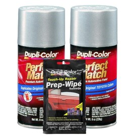 Dupli-Color Silver Streak Mica (Metallic) Exact-Match Automotive Paint For Toyota Vehicles - 8 oz, Bundles Prep Wipe (3 Items)