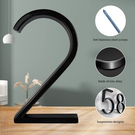 Floating Modern House Numbers 5 inch, Deamos Zinc Alloy Home Address Number for Outside House with Reflective Paint Finish Black, Floating Mount or Flush Mount