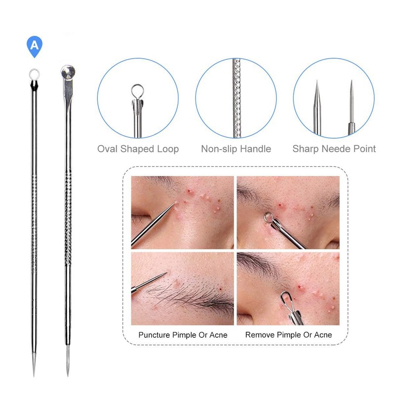 HaimiLiya Pimple Popper Tool Kit-4 Pcs Acne Needle Tools Set-