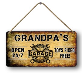 Grandpa's Garage Sign Grandpa Gifts Papa Gifts For Grandpa Grandpa's Garage Toys Fixed For Free Wooden Sign Vintage Papas Fix It Shop Sign Mechanic Signs Woodworking Gifts 6x12 Inch