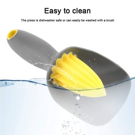 Ergonomic Manual Mini Lemon Squeezer Juicing Heads Optimally Designed to Squeeze Oranges, Grapefruits, Lemons and Limes - Ergonomic Handle and a Non-Slip Base for Increased Leverage(black-gray)