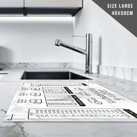 Chopping Board | Glass Chopping Boards for Kitchen | Glass Worktop Saver for Kitchen | Cutting Board for Kitchen | Chopping Board Non-Slip | Small Chopping Board | Weights & Measurements Marble Effect