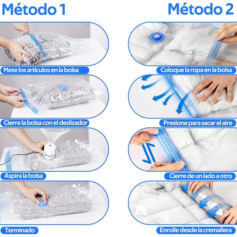 10 Piezas 80x60 cm Bolsas de Almacenamiento de Vacío,Bomba Eléctrica