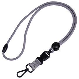 Masper Pack of 2 Grey Breakaway Lanyard with Round Adjustment Slider, Removable Buckle and Metal Snap Swivel Hook, Heavy Duty Lanyard for ID Card Holders and Keys, Grey