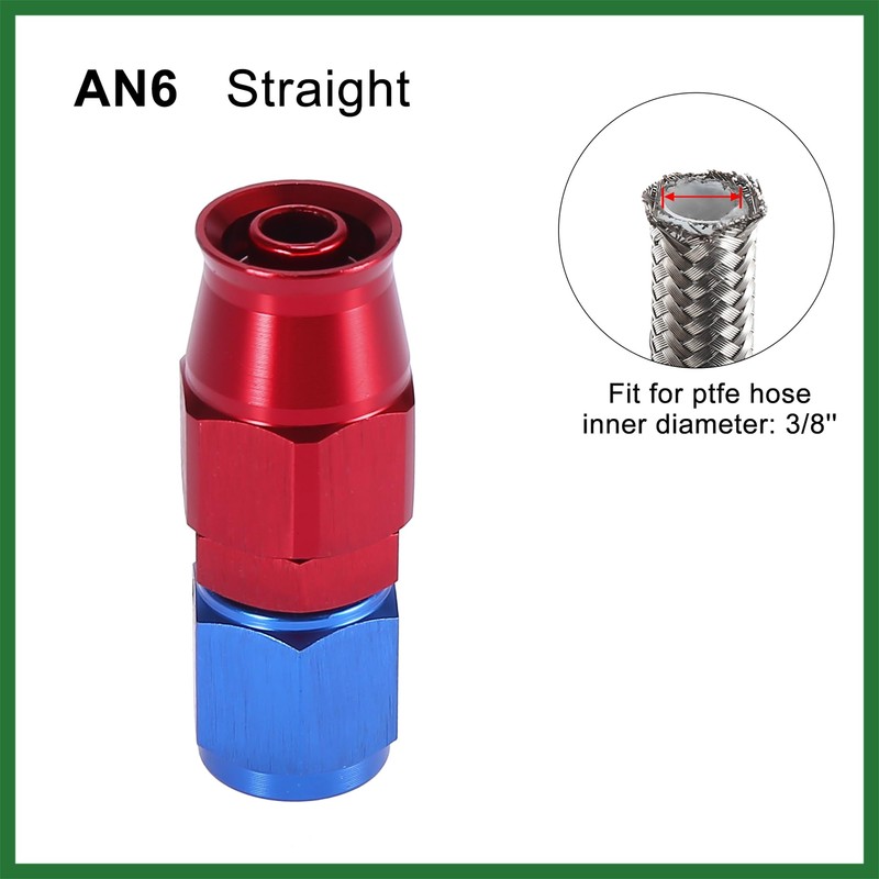 Motoforti 2pcs AN6 0 Degree Swivel Car Hose End Fitting