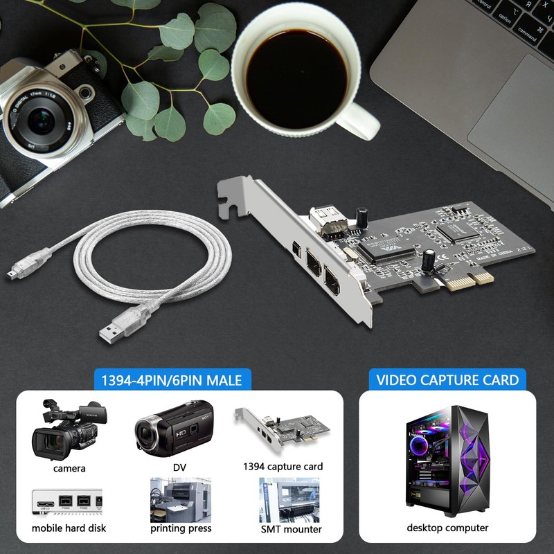 PCIe Firewire 400 Card,IEEE 1394a PCI Express 4 Ports PCIe