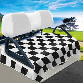 YOKYHOM Golf Cart Seat Covers for 2 & 4 Passenger Carts, Soft Seat Towel Blanket Protects from Heat, Cold & Sweat, Machine Washable, Fits EZGO, Club Car, Yamaha, 51"x31", Black White Plaid