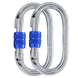 Carabiner Specialty Store Kobe Kirari CE Certified, Breaking Strength, Approx. 5502.5 lbs (25 kN), Domestic Tested, Oval Type, Steel, Weight 5.6 oz (163 g) / Piece, Set of 2 (Blue Color)