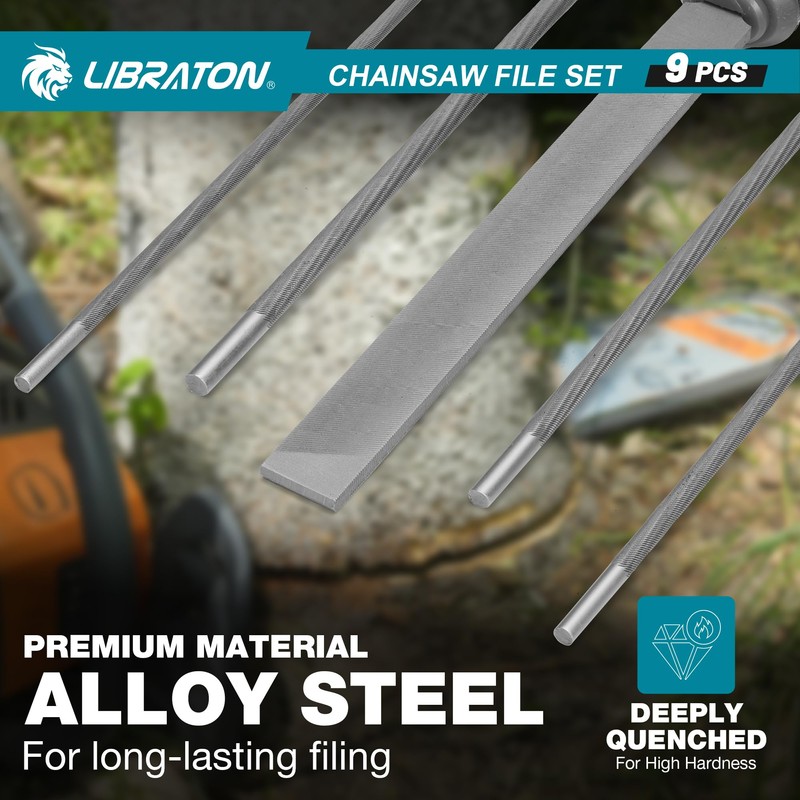 LIBRATON Chainsaw File Set, 5/32", 3/16", 7/32" Chainsaw Sharpening File,