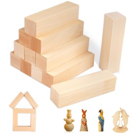 Pack of 12 Carving Wood Linden Wood for Carving, Wooden Blocks Untreated, Wooden Blocks for Crafts for Children Adults DIY Carving (10 x 2.5 x 2.5 cm)