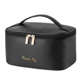 KITENROM Preppy Makeup Bag Small Cosmetic Bags for Women Little Pouch Toiletry Organizer Cute(Dark Black)