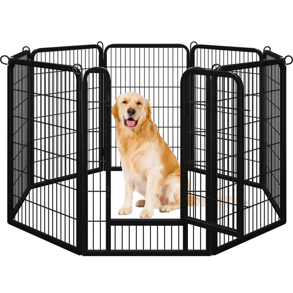 Yaheetech Dog Playpen Outdoor, 8 Panel Fence 40" Indoor Pen for Large/Medium/Small Dogs Animals Heavy Duty Pet Exercise Pen for Puppy/Rabbit Portable Playpen for RV Camping Garden Yard
