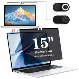 Magnetischer Blickschutzfilter für MacBook Air 15 Inch (2023-2025, M2/M3/M4,Abnehmbar Anti Glare Blaulicht Mac Air 15,3" Laptop Privacy Screen Blickschutzfilter Sichtschutzfilter Sichtschutzfolie