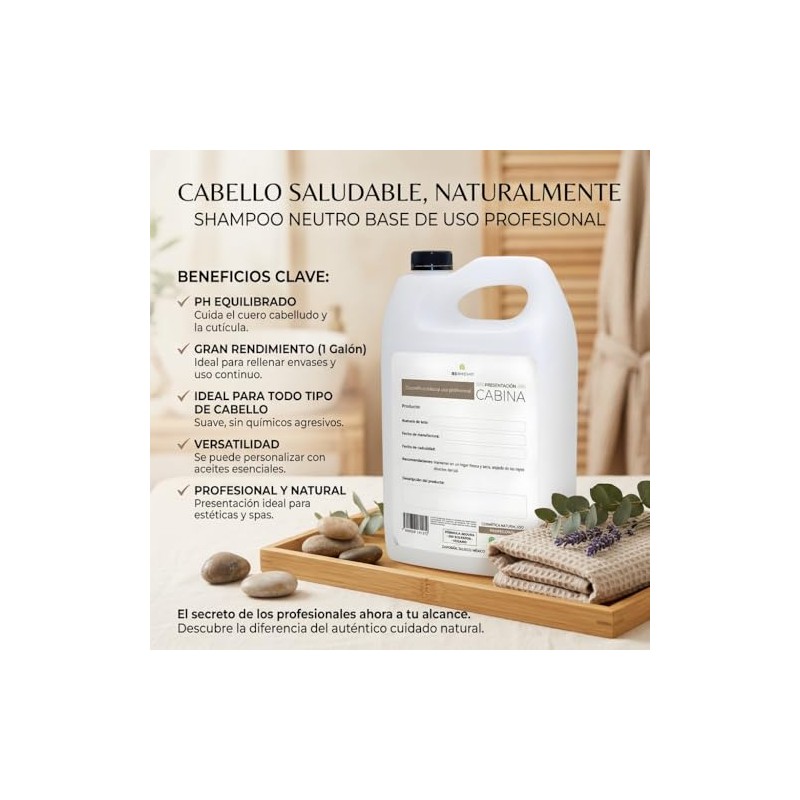 Shampoo Base Hidratante Profesional 1 Galón, Limpieza Suave y Humectación,