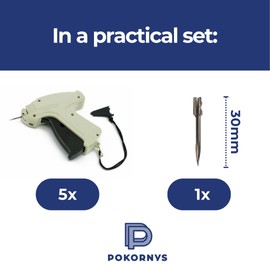 Pokornys - Arrow 9S Standard Labelling Gun - Set with 5 Replacement Needles I Labelling Machine for Attaching Labels and Price Tags to Textiles and Clothing, such as Jeans, Towels, etc.
