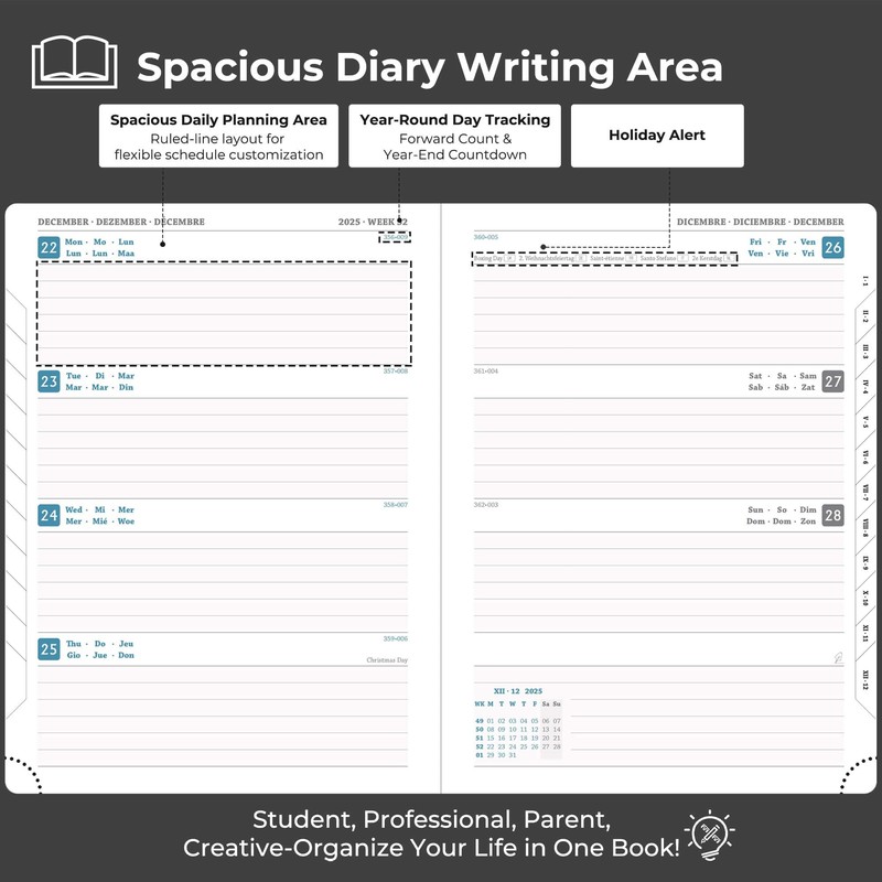 IN-LUXPRO 2025-2026 Academic Diary A5 Week to View (21.9x16.4 cm)