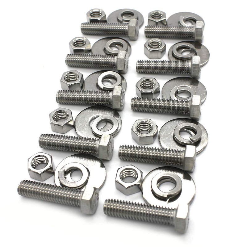 (6 Sets) 3/8-16x1-3/4 Stainless Steel Hex Head Screws Bolts, Nuts,
