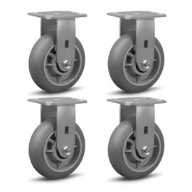 NINOSO Caster Wheels Heavy Duty, 6" x 2" Rubber Casters Set of 4 with Load 2000lbs Capacity, Plate Rigid Industrial Caster Wheels for Cart Hotel(4 Rigid)