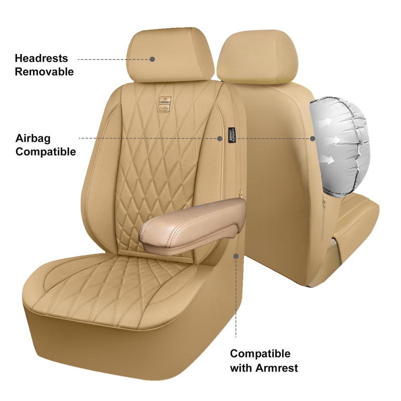 CAR PASS Piping Luxury PU Leather Two Front Car Seat