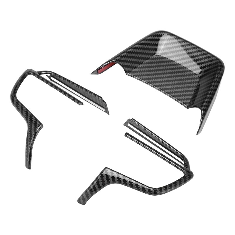 3pcs Steering Wheel Trim Kit Carbon Fiber Color ABS Frame