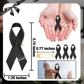 Ceeyoll Pack of 20 badges for mourning, 10 mourning bracelets, black satin brooches and elastic mourning bracelets set, mourning and condolence bows to show condolence