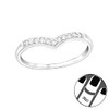 Wishbone Crystal Midi Sterling Silver Ring Size G