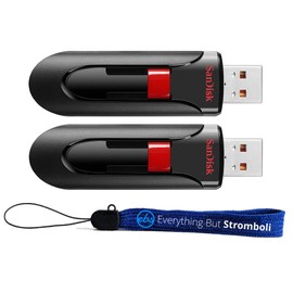 SanDisk 256GB Cruzer Glide 2.0 Pen Drive (2 Pack) USB Flash Drive for Computers or Laptops with Type-A Port (SDCZ60-256G-B35) Bundle with (1) Everything But Stromboli Lanyard