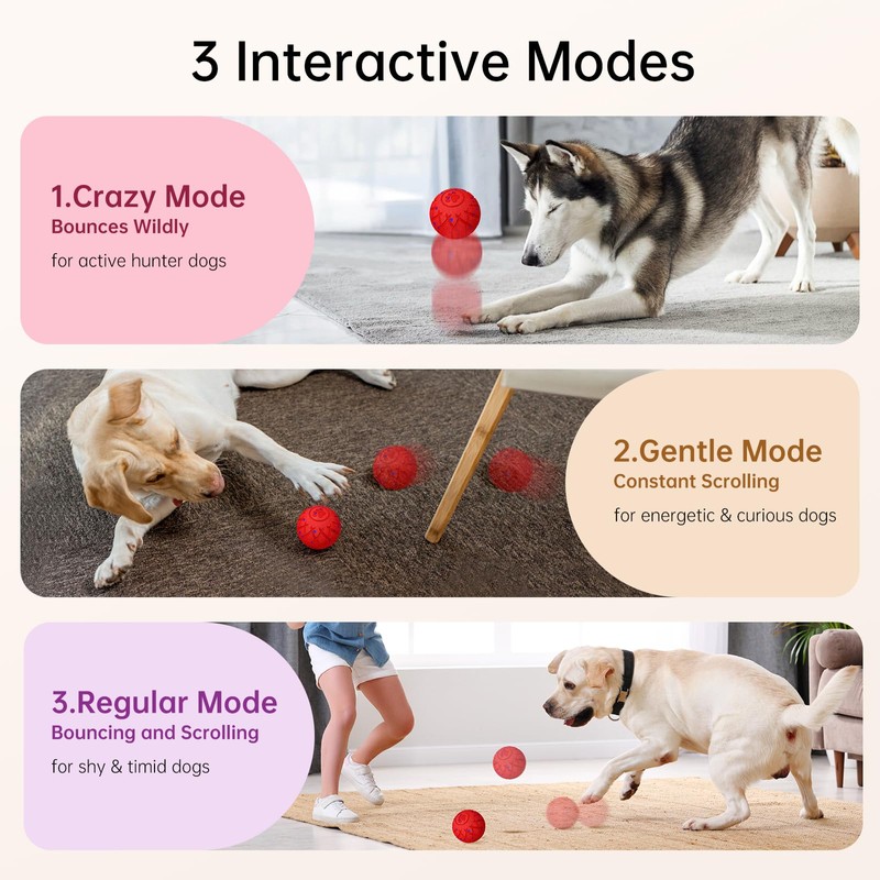 hipibbo Interactive Dog Toys Dog Ball, Durable Motion Pet Toys