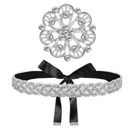 1 Piece Rhinestone Belt And 1 Piece Rhinestone Brooch, Dress Decorative Belt, Ele Belt, Sparkling Belt, Women'S Accessories