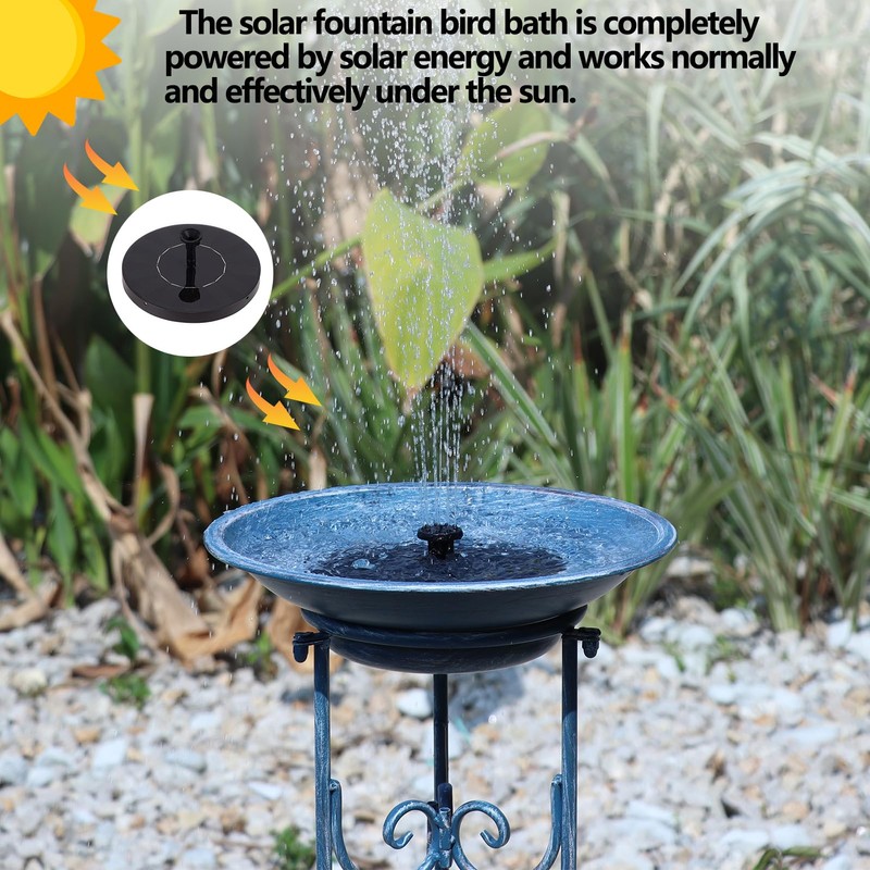 Solar Bird Bath for Outside, Metal Birdbath Stand and Solar