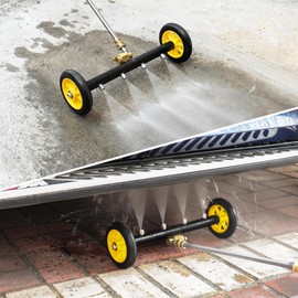 Ajimy Undercarriage Pressure Washer Attachment, 2in1 Water Broom for Pressure Washer,Under Car Cleaner with 3 Extension Wands and Wheel Brush,4000 PSI