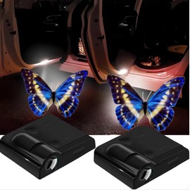 2Pcs 3D Car Door Step LED Welcome Logo Shadow Ghost Light Projector Lamps, No Drill Automotive Step lights Door Courtesy Lights Fits All Vehicle Models (Butterfly)