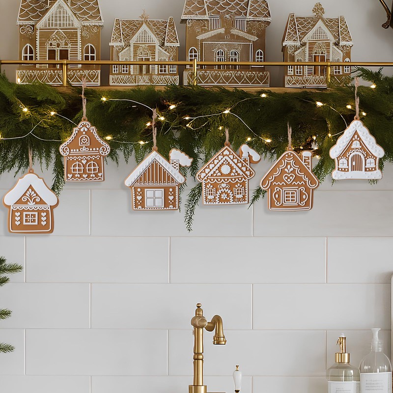 24 Pcs Christmas Gingerbread House Ornaments Gingerbread Hanging Decorations Silicone