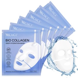 collagen maske, 6 Stück Korean Bio-Collagen Real Deep Mask overnight Mask Collagen Bio-Collagen Real Deep Mask, Anti-Falten Lifting Face Mask, Hydrating Overnight Mask