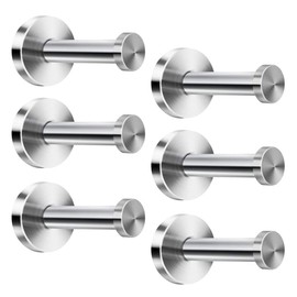 Linian Pack of 6 Stainless Steel Round Wall Hooks Towel Hooks Clothes Hooks Robe Hooks Wall Mounted