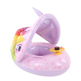 Inflatable Baby Swim Float Cartoon Shape Double Handle Inflatable Baby Float for Toddlers Kids Awning Cartoon Animal