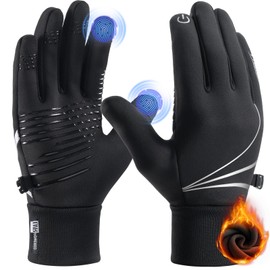 TM04-Black M Winter Warm Cycling Gloves Winter Gloves Cycling Gloves Sports Gloves Running Gloves Touchscreen Windproof Non-Slip Elastic