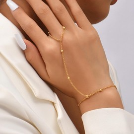 Long tiantian Hand Chain Bracelet Gold Bracelets for Women Link Chain Bracelets Trendy Finger Ring Slave Bracelet Jewelry Gifts