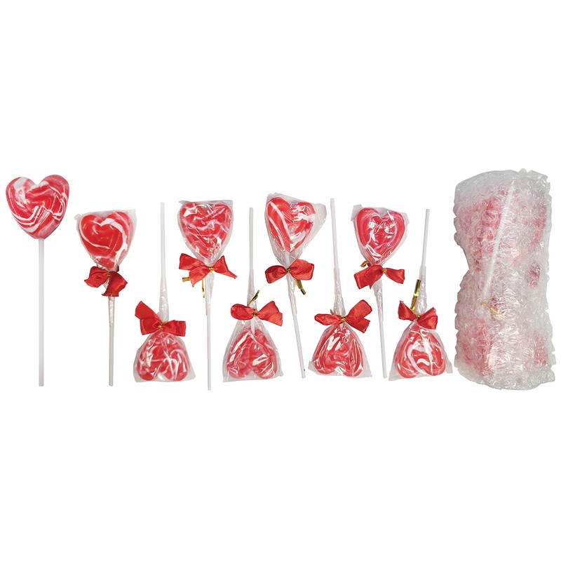 Naturejam Red Heart Lollipops 24 Count-Individually Wrapped Hard Candy For