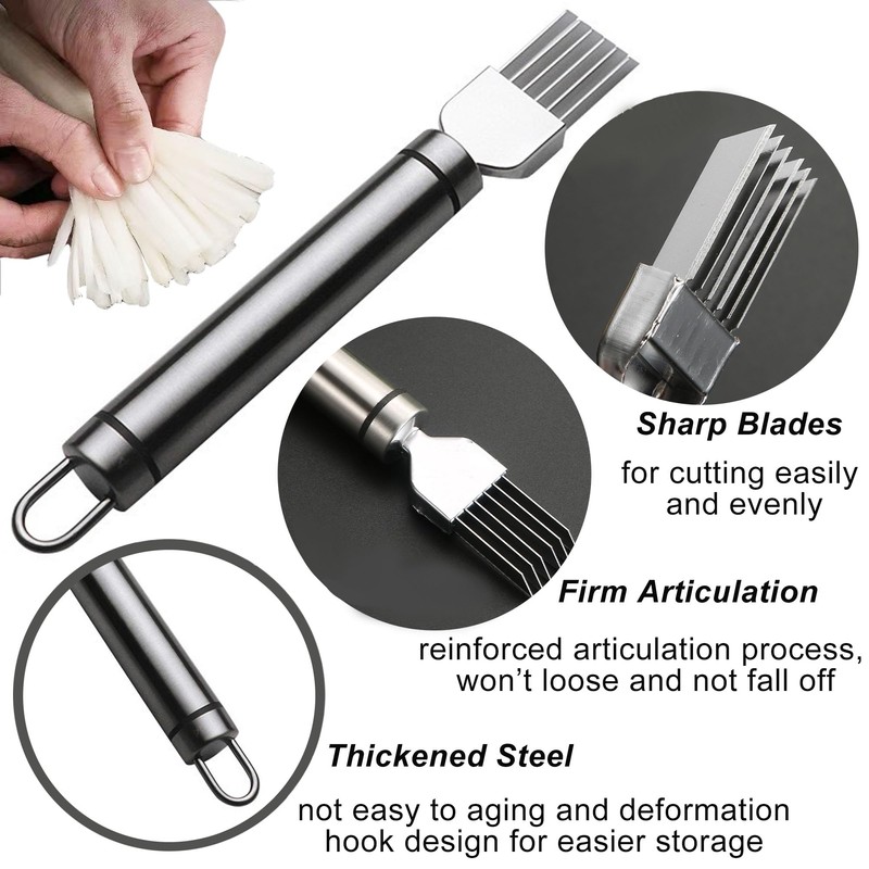 UGpine Scallion Cutter Onion Shred Knife with Stainless Steel Blade,